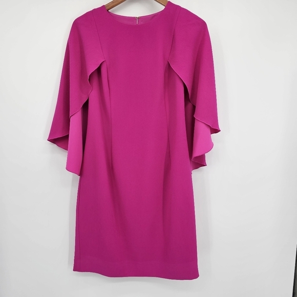 Trina Turk Dresses & Skirts - Trina Turk Hot Pink Crepe Cape Dress Womens Size 6